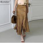 Braune Gepunktete Casual Festliche Röcke mit Reißverschluss aus Polyester für Damen Größe 5 XL für den für den Frühling 