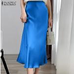 Royalblaue Unifarbene Maxi Maxiröcke mit Reißverschluss aus Polyester für Damen Größe 5 XL Große Größen für den für den Sommer 