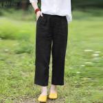 Dunkelblaue Unifarbene Caprihosen mit Schnalle aus Baumwolle für Damen Größe 5 XL für den für den Sommer 