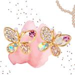 Goldene Elegante Schmetterling Ohrringe mit Insekten-Motiv aus Kristall mit Strass 