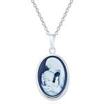 Blaue Vintage Bling Jewelry Kamee Ketten & Gemme Ketten aus Silber für Damen zum Muttertag 