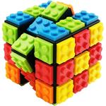 Zauberwürfel 3x3 Speed Magic Cube 3x3 | Puzzle Gehirn Teaser Magic Cube mit Base Cube Ziegel, 2-in-1 Classic Spielzeug für Kinder Erwachsene Jungen Mädchen Geschenk Kompatibel mit Lego