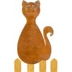 Braune 17 cm Katzenfiguren für den Garten aus Edelrost 