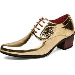 Goldene Lack-Optik Business Hochzeitsschuhe & Oxford Schuhe mit Schnürsenkel aus Leder für Herren Größe 40 