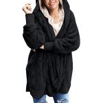 Reduzierte Schwarze Oversize Zeagoo Strickjacken mit Kapuze mit Reißverschluss aus Fleece mit Kapuze für Damen Größe XL Weihnachten für den für den Winter 