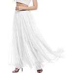Weiße Unifarbene Elegante Zeagoo Chiffonröcke aus Chiffon für Damen Größe L für den für den Sommer 