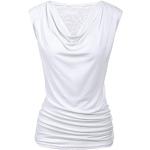 Reduzierte Weiße Elegante Kurzärmelige Zeagoo V-Ausschnitt Tunika-Blusen mit Rüschen aus Spitze für Damen Größe XL für den für den Sommer 