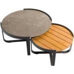 Zebra Fly Lounge 2er Tisch-Set Aluminium pulverbeschichtet:graphite, Platte Teakholz, Platte Glas/Keramik grau