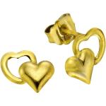 Goldene Motiv Zeeme for Kids Herzohrstecker mit Herz-Motiv glänzend aus Gelbgold für Kinder 