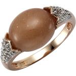 Peachfarbene Mondstein Ringe glänzend aus Silber für Damen Größe 58 