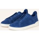 Blaue Ermenegildo Zegna Low Sneaker aus Veloursleder für Herren Größe 44,5 