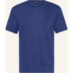 Blaue Melierte Ermenegildo Zegna T-Shirts aus Leinen für Herren Übergrößen 