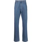 Blaue Ermenegildo Zegna Straight Leg Jeans mit Reißverschluss aus Leder für Herren Weite 33, Länge 32 