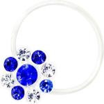 Zehenring Zirkonia Blume klar blau - 925 Sterling Silber - Fuß Schmuck Damen Fuß-Ring Toe-Ring