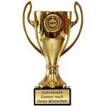 Zelaro Pokal in Gold mit Wunschtext - Trophäe für Kinder - Henkelpokal als Geschenk für Frauen und Männer mit Embleme DREI Größen (16cm)