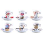 Bunte Zeller Faces Espresso-Sets aus Porzellan 12-teilig 