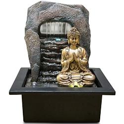 Zen'Light - Zimmerbrunnen Dao - Abnehmbarer Buddha & LED-Beleuchtung - Moderne Zen Deko, Ideal für Meditation & Entspannung - Feng Shui Objekt - H 26cm