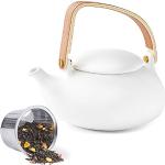 Weiße Minimalistische Runde Teekannen mit Sieb 800 ml matt aus Edelstahl spülmaschinenfest 
