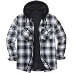 Schwarze Karo Atmungsaktive Hemdjacken mit Reißverschluss aus Flanell mit Kapuze für Herren Übergrößen für den für den Winter 