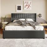 Reduzierte Beige Moderne Polsterbetten mit Bettkasten aus Holz mit Stauraum 180x200 