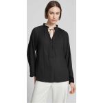Schwarze Unifarbene Langärmelige Zero Stehkragen Blusenshirts & Schlusen aus Polyester für Damen Größe S 