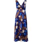 Reduzierte Blaue Bestickte Ärmellose Zero Maxi V-Ausschnitt Wickelkleider aus Polyester für Damen für den für den Sommer 