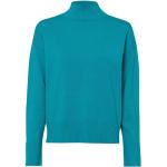 Reduzierte Blaue Unifarbene Casual Langärmelige Zero Rollkragen Strickpullover aus Polyamid enganliegend für Damen Größe XS für den für den Herbst 