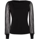 Schwarze Unifarbene Elegante Langärmelige Zero Rundhals-Ausschnitt T-Shirts durchsichtig für Damen Größe XS 