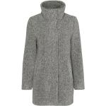 Graue Melierte Zero Stehkragen Wollmäntel mit Reißverschluss aus Wolle für Damen Größe S für den für den Herbst 