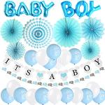 Blaue Girlanden aus Papier 20-teilig zur Babyparty 