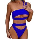 Blaue Bandeau Bikinitops mit Meer-Motiv mit Cutwork für Damen Größe S Große Größen 