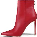 Reduzierte Rote Spitze High Heel Stiefeletten & High Heel Boots mit Reißverschluss in Breitweite aus Leder für Damen Größe 40,5 mit Absatzhöhe über 9cm 