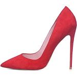 Rote Elegante Spitze High Heels & Stiletto-Pumps ohne Verschluss aus Veloursleder rutschfest für Damen Größe 37 für die Braut 