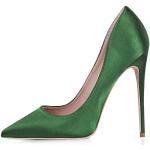 Reduzierte Grüne Pfennigabsatz High Heels & Stiletto-Pumps aus Satin für Damen Größe 42 für Partys 