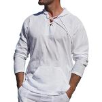 Weiße Karo Casual Stehkragen Herrenjeanshemden mit Reißverschluss aus Flanell Größe L für den für den Sommer 