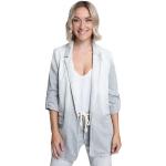 Reduzierte Graue Unifarbene Zhrill V-Ausschnitt Übergangsjacken aus Baumwolle mit Kapuze für Damen Größe L 