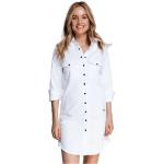 Weiße Elegante Zhrill V-Ausschnitt Shirtkleider aus Baumwolle für Damen Größe S 