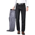 Schwarze Winddichte Straight Leg Jeans aus Denim für Herren Weite 32 für den für den Winter 