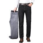 Schwarze Winddichte Straight Leg Jeans mit Knopf aus Denim für Herren Weite 34 für den für den Winter 