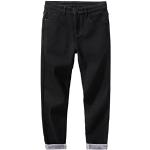 Schwarze Winddichte Slim Fit Jeans mit Knopf aus Denim für Herren Weite 36 für den für den Winter 