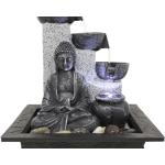 Schwarze Asiatische Kiom Zimmerbrunnen Feng Shui mit Buddha-Motiv aus Kunststein 