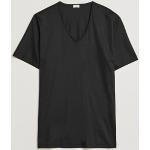 Zimmerli of Switzerland Sea Island Cotton V-Neck T-Shirt Black