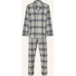 Hellgraue Zimmerli of Switzerland Pyjamas lang mit Knopf aus Flanell für Herren Übergrößen 