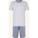 Blaue Gestreifte Kurzärmelige Zimmerli of Switzerland Pyjamas kurz aus Jersey für Herren Übergrößen 