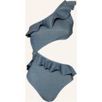 Reduzierte Blaue ZIMMERMANN Wear One Shoulder Badeanzüge mit hohem Beinausschnitt Metallic aus Polyamid ohne Bügel für Damen Größe M 