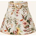 Cremefarbene Blumenmuster ZIMMERMANN Wear High Waist Shorts mit Reißverschluss aus Baumwolle für Damen Größe S 