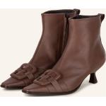 Reduzierte Braune ZINDA Spitze Ankle Boots & Klassische Stiefeletten mit Reißverschluss aus Leder für Damen Größe 37 