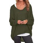 Armeegrüne Oversize Langärmelige Asymmetrische Pullover für Damen Größe S für den für den Sommer 
