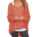 Orange Oversize Langärmelige Asymmetrische Pullover für Damen Größe XXL für den für den Sommer 