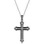 Schwarze Kreuzketten aus Stahl mit Zirkonia für Herren 